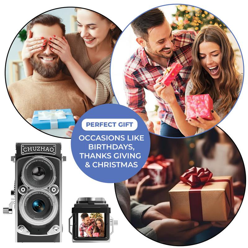 Chuzhao Digital Vintage Mini Camera, 1080P FHD Video, 12MP Autofocus, Point and Shoot Digital Camera with 32GB Card, Compact Small Vlogging Camera for Beginners Teens Adults Kids