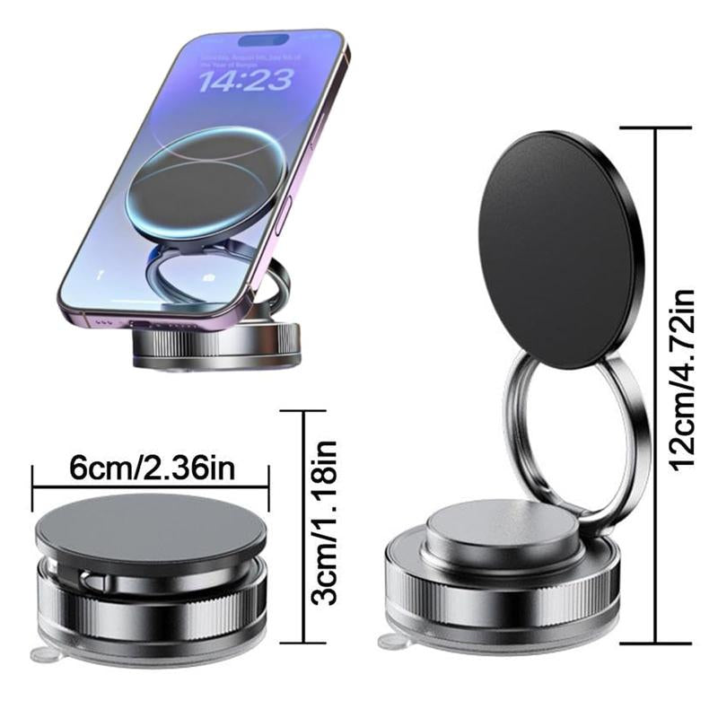 360° Vacuum Magnetic Phone Holder, Hands-Free ,For Gym/Mirror/Shower/Smooth Surface, Strong Suction Cup Magnetic Car Phone Holder for All Smartphones & All Car Models Adjustable