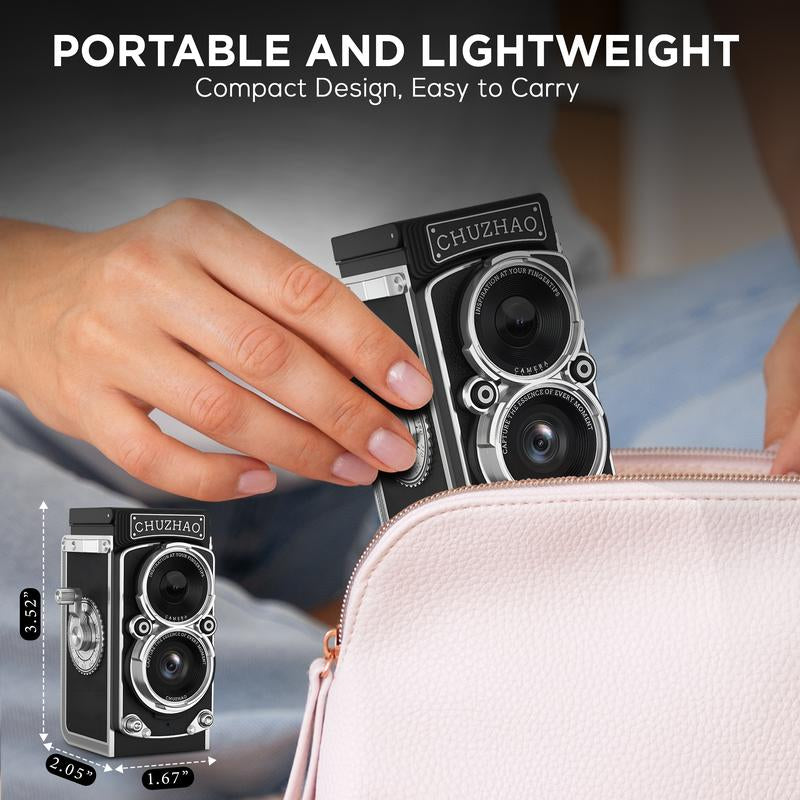 Chuzhao Digital Vintage Mini Camera, 1080P FHD Video, 12MP Autofocus, Point and Shoot Digital Camera with 32GB Card, Compact Small Vlogging Camera for Beginners Teens Adults Kids