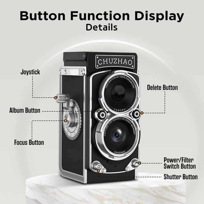 Chuzhao Digital Vintage Mini Camera, 1080P FHD Video, 12MP Autofocus, Point and Shoot Digital Camera with 32GB Card, Compact Small Vlogging Camera for Beginners Teens Adults Kids