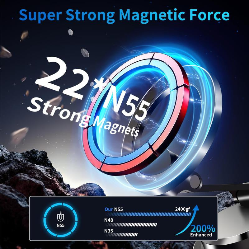 360° Vacuum Magnetic Phone Holder, Hands-Free ,For Gym/Mirror/Shower/Smooth Surface, Strong Suction Cup Magnetic Car Phone Holder for All Smartphones & All Car Models Adjustable