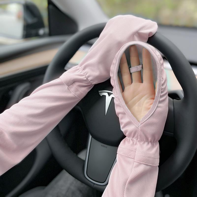 1 Pairs Anti-Sunburn Sleeve Summer Uv Solar Arm Sleeves Women'S Driving Sun Protection Long Sleeve Adjustable Cuffs