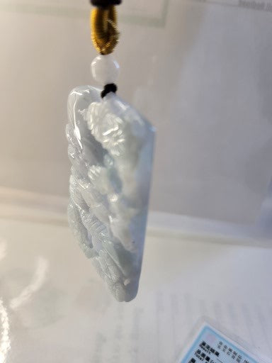 Jade Pendant Necklace, Chinese Vintage Style Outdoor Landscape, Burmese Jadeite, Certified Grade A Jade