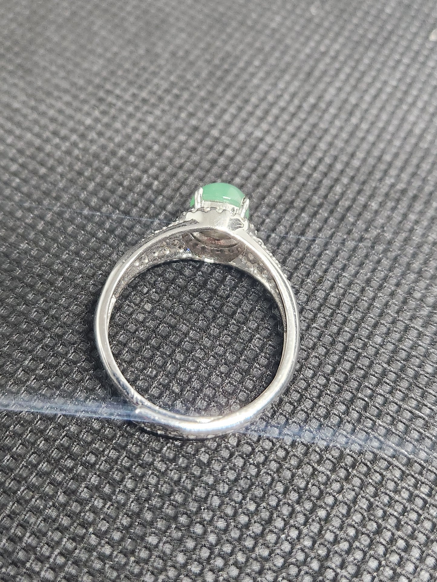 Green Jade Ring, 925 Sterling Silver