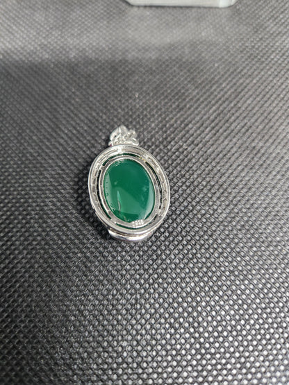 Green Jade Pendant with Sterling Silver 925