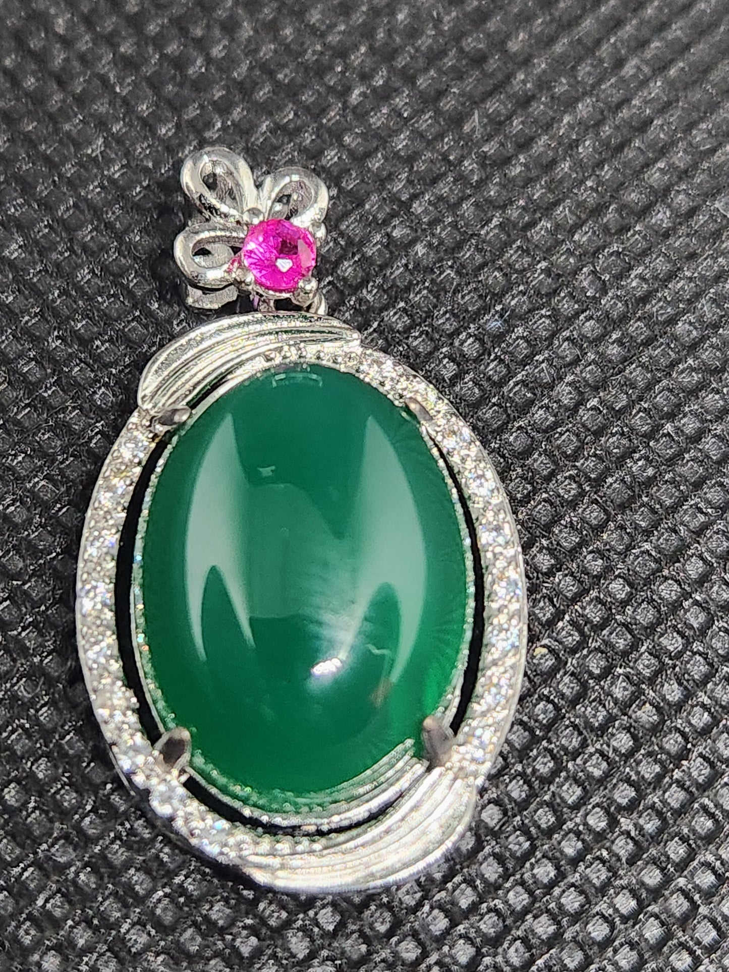 Green Jade Pendant with Sterling Silver 925