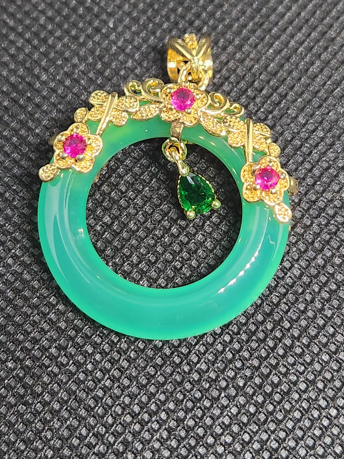 Jade Donut with Gold Plated Pendant