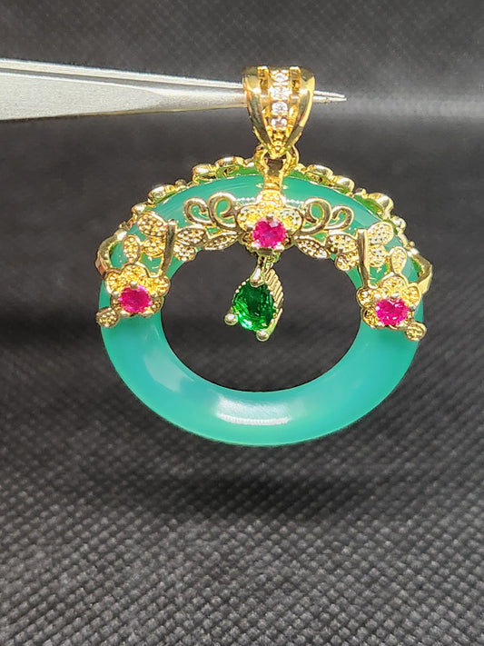 Jade Donut with Gold Plated Pendant