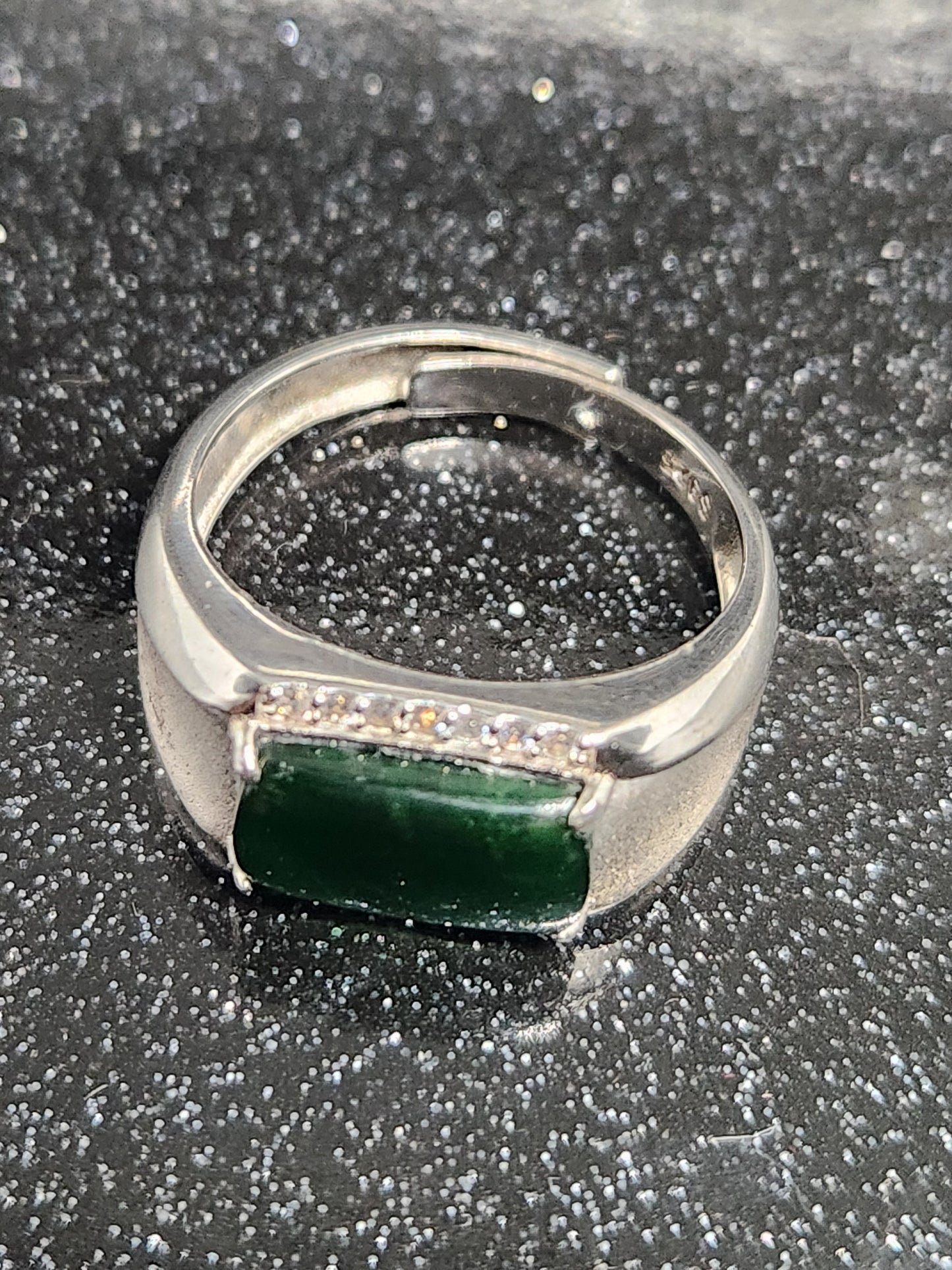 Natural Green Jade Gemstone Silver Ring 925 Sterling Silver Ring Handmade Silver Ring For Men Or women