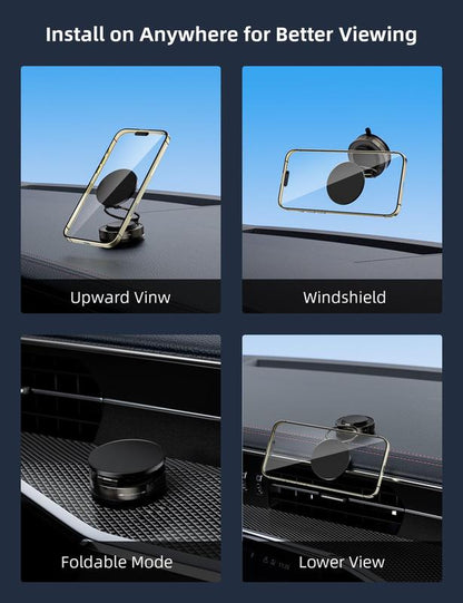 360° Vacuum Magnetic Phone Holder, Hands-Free ，For Gym/Mirror/Shower/Smooth Surface, Strong Suction Cup Magnetic Car Phone Holder for All Smartphones & All Car Models Adjustable