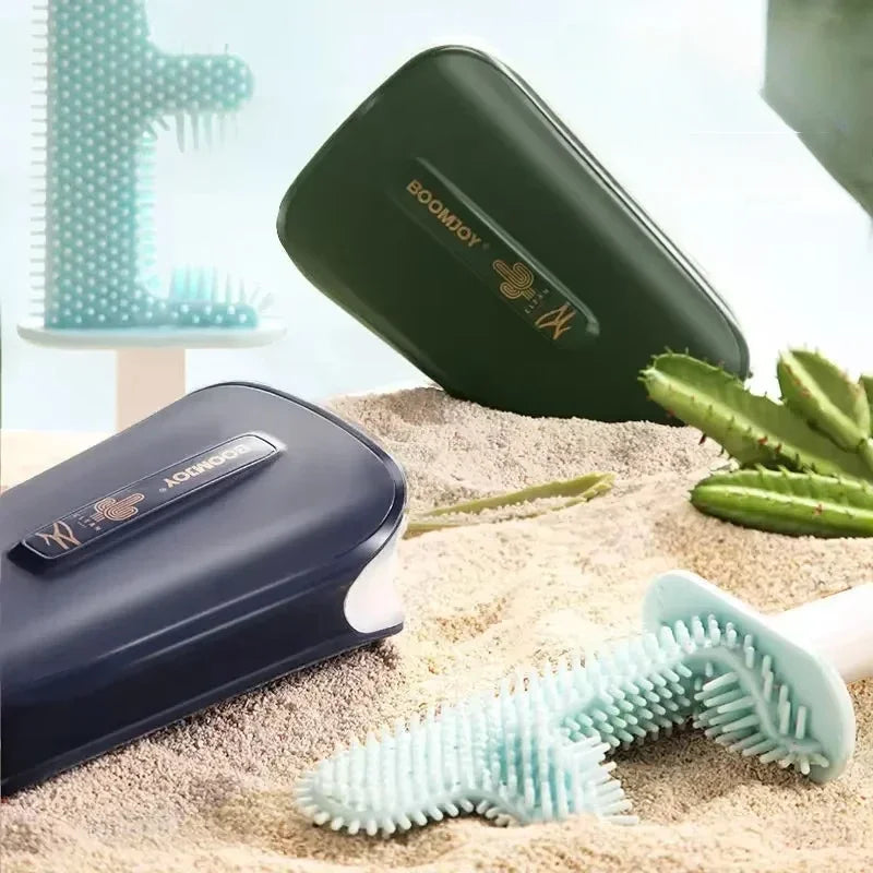 No Dead Angle Cactus Toilet Brush Belt Base Flat Head Flexible Soft Brush with Quick-Drying Bracket Set Leak-Proof Water