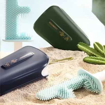 No Dead Angle Cactus Toilet Brush Belt Base Flat Head Flexible Soft Brush with Quick-Drying Bracket Set Leak-Proof Water