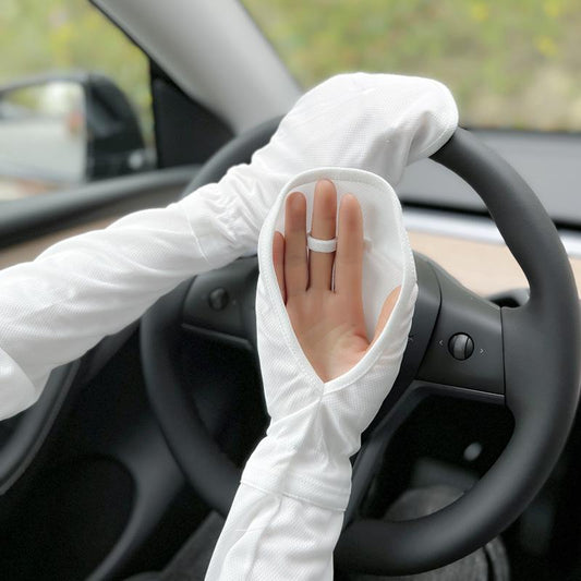 1 Pairs Anti-Sunburn Sleeve Summer Uv Solar Arm Sleeves Women'S Driving Sun Protection Long Sleeve Adjustable Cuffs