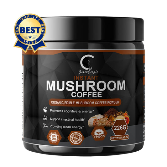 Elevate Your Day with Instant Mushroom Coffee - Organic Blend of Lion's Mane, Reishi, Chaga & Cordyceps for Enhanced Focus and Immune Support - 7.97 oz