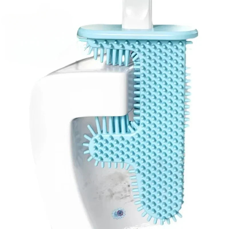 No Dead Angle Cactus Toilet Brush Belt Base Flat Head Flexible Soft Brush with Quick-Drying Bracket Set Leak-Proof Water