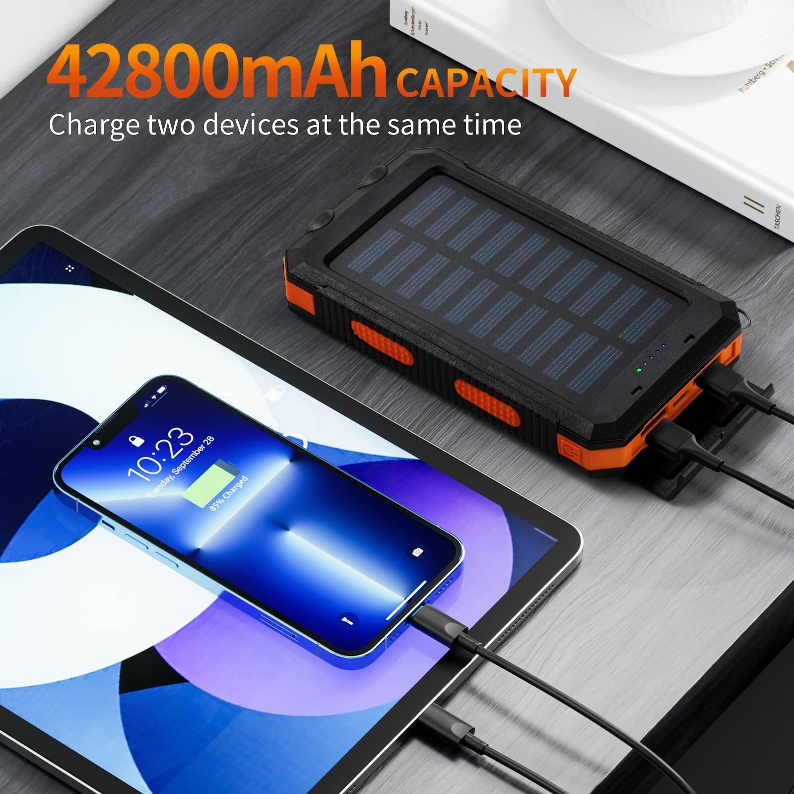 2025 Solar Portable Charg Power Bank with Flashlight Battery Pack Fast Charge