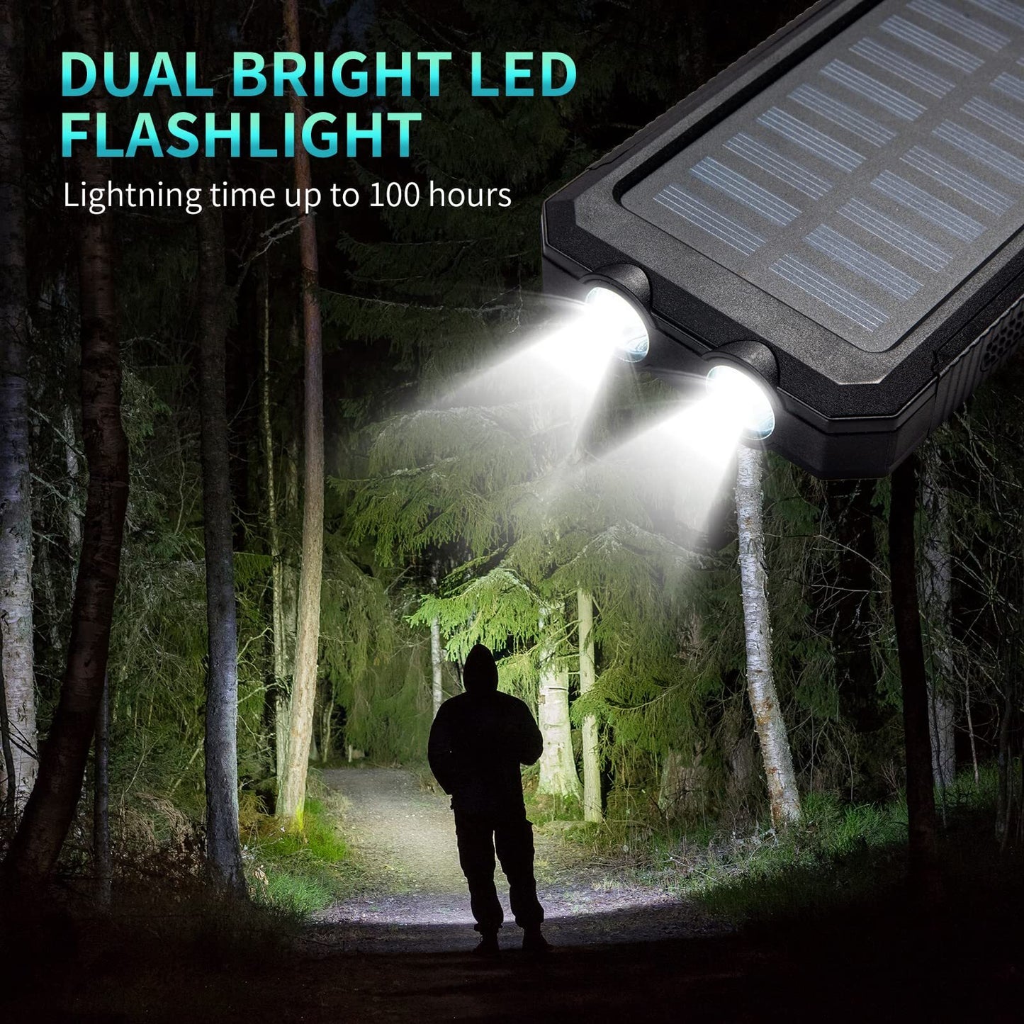 2025 Solar Portable Charg Power Bank with Flashlight Battery Pack Fast Charge