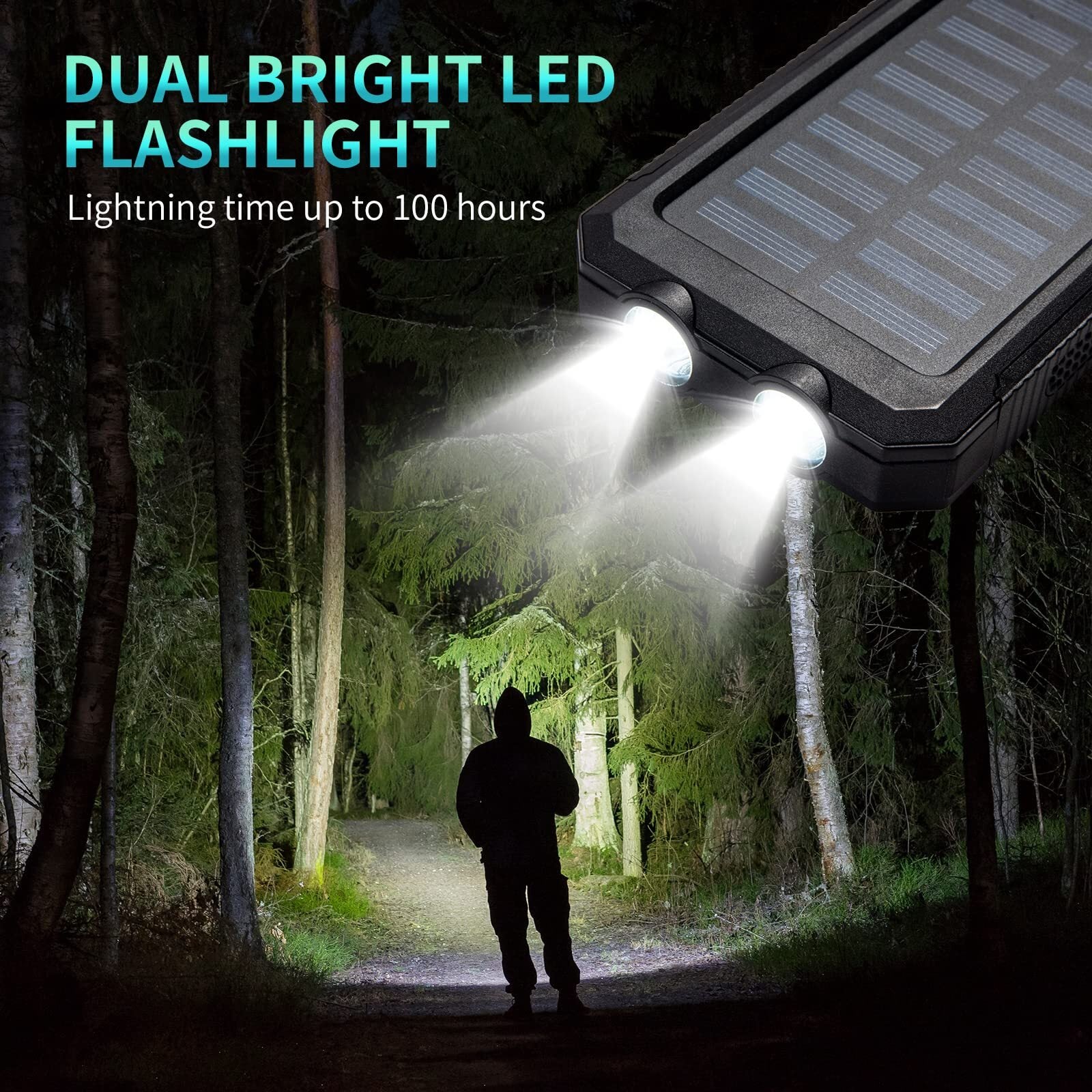 2025 Solar Portable Charg Power Bank with Flashlight Battery Pack Fast Charge